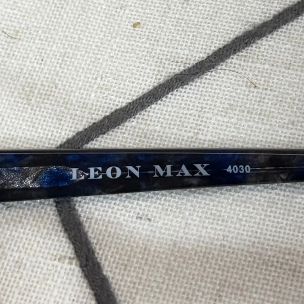 Leon Max Eyeglass Frames 52-16-135 Blue Marble Cat Eye Zyloware 4030